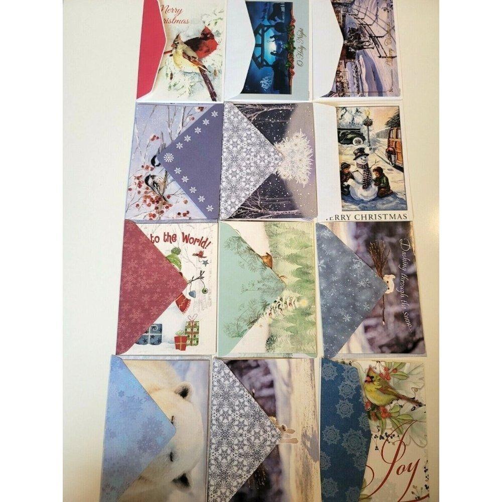 New Vintage Lot of 12 Christmas Cards Unused Envelopes Mixed Era